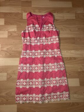 LILLY PULITZER Womens Augusta Shift Dress Pink Anchor Jacquard Boat Wheel Lace